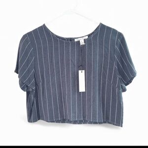 Dress day Striped Blue Women's crop top size large NWT